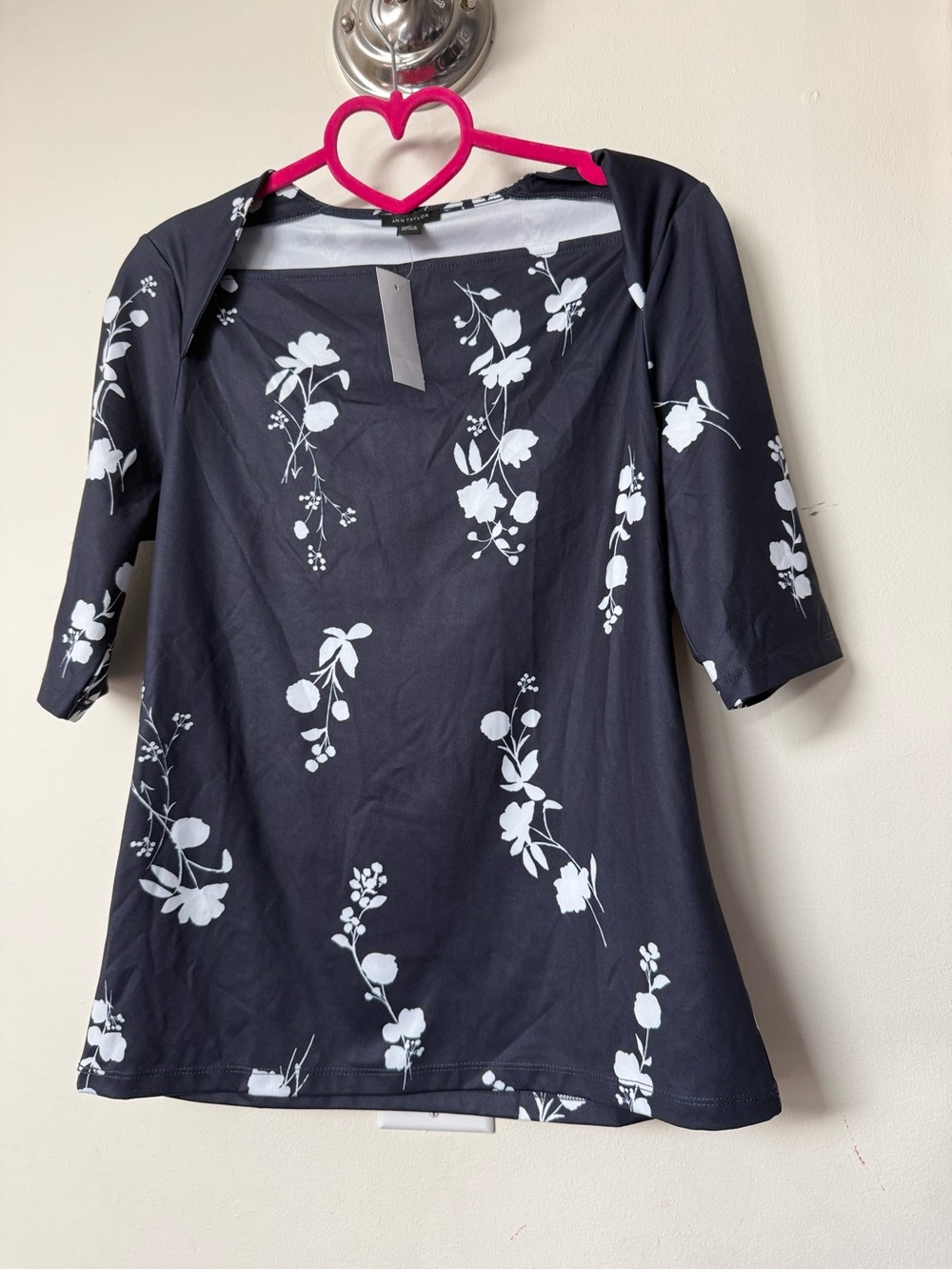 Ann Taylor Navy Floral Square-Neck Tunic